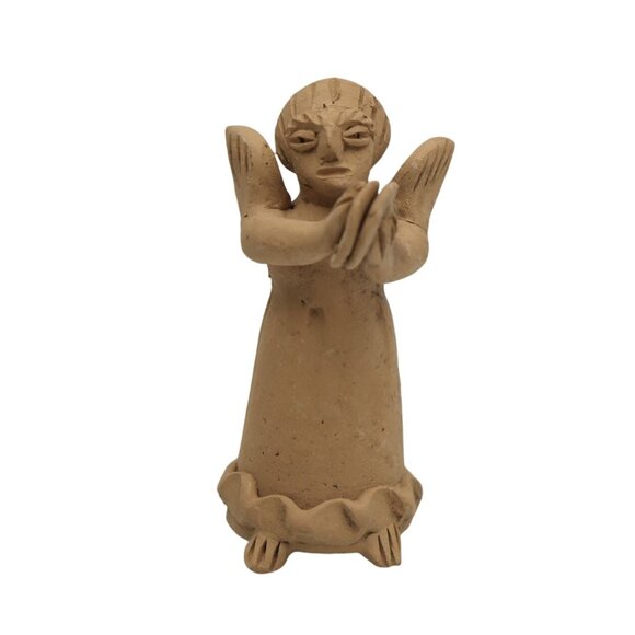 4 Handmade Mexican Terracotta Angel Ornament Figurine Set Musician Angels - Picture 2 of 13